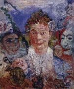 James Ensor Old Woman with Masks oil painting artist